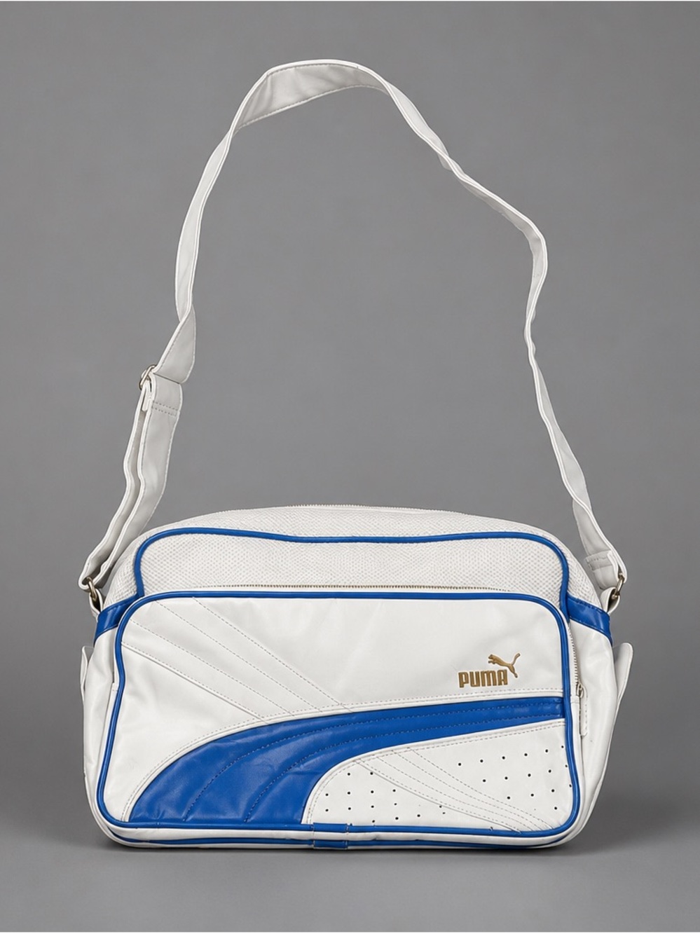 Vintage Puma White and Blue Shoulder Retro Bag